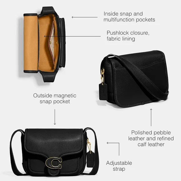 COACH | Tabby Messenger 19 Black Pebbled Leather - Picture 4 of 17